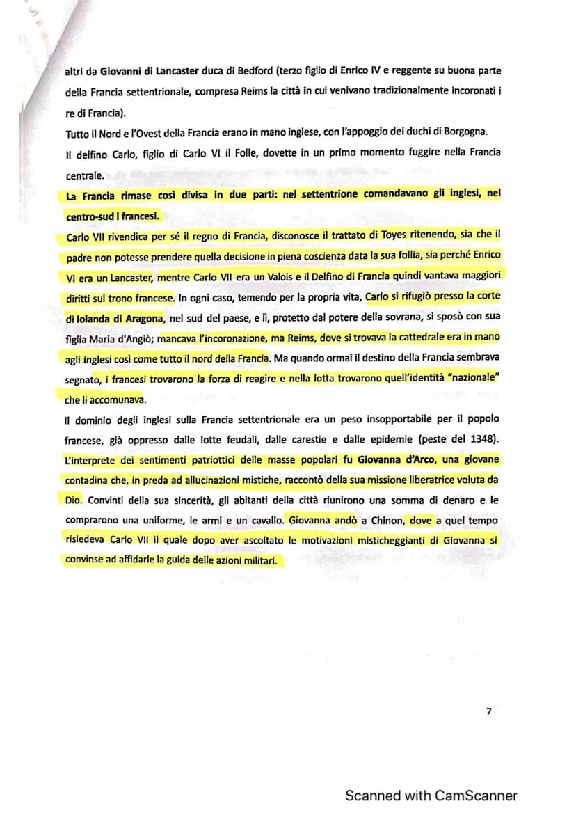 La guerra dei Cent'anni
1337 1453
All'inizio del Trecento la Francia era uno dei regni più forti e importanti dell'Occidente; basti
pensare 