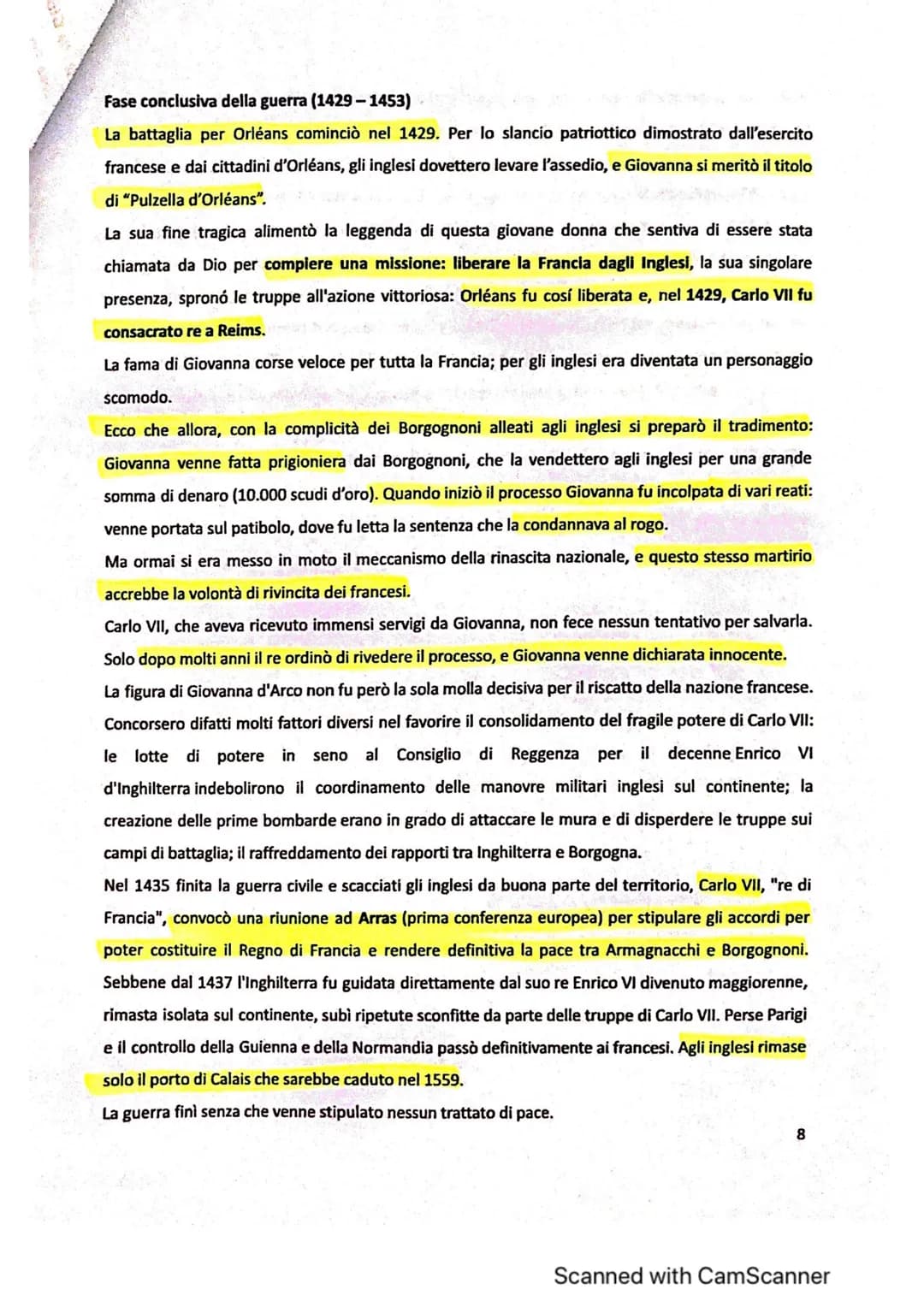 La guerra dei Cent'anni
1337 1453
All'inizio del Trecento la Francia era uno dei regni più forti e importanti dell'Occidente; basti
pensare 
