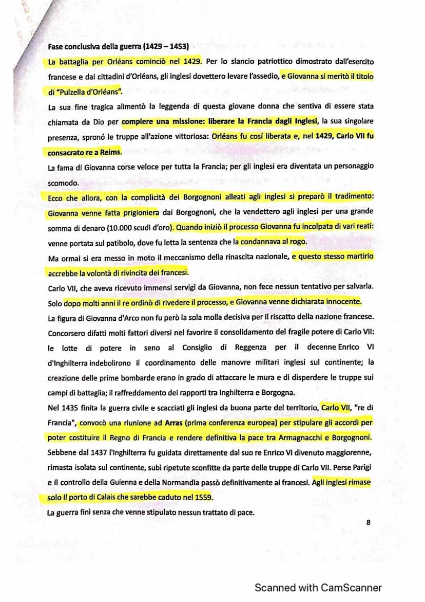 La guerra dei Cent'anni
1337 1453
All'inizio del Trecento la Francia era uno dei regni più forti e importanti dell'Occidente; basti
pensare 