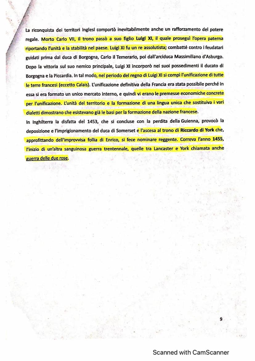 La guerra dei Cent'anni
1337 1453
All'inizio del Trecento la Francia era uno dei regni più forti e importanti dell'Occidente; basti
pensare 