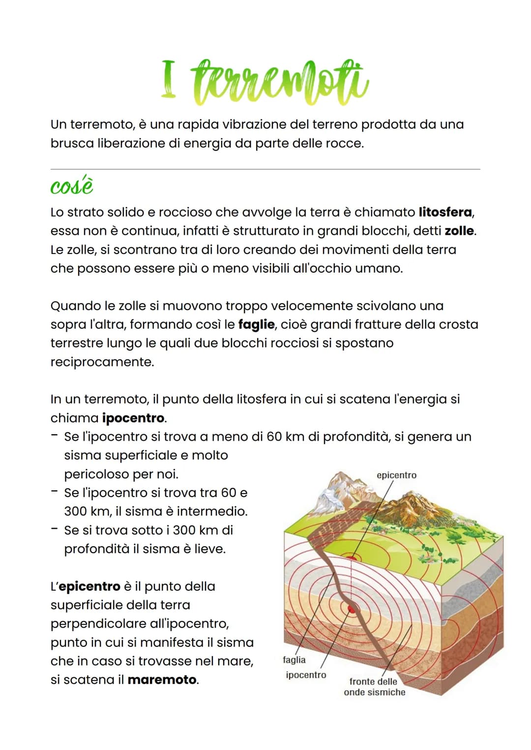 I terremoti
Un terremoto, è una rapida vibrazione del terreno prodotta da una
brusca liberazione di energia da parte delle rocce.
cos'è
Lo s