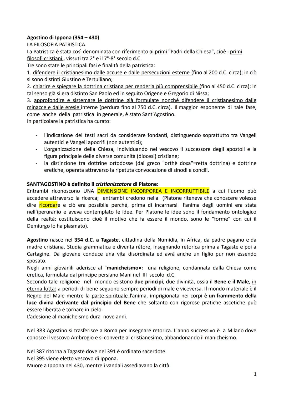 
<h2 id="lafilosofiapatristica">La Filosofia Patristica</h2>
<p>La Patristica è stata così denominata con riferimento ai primi "Padri della 