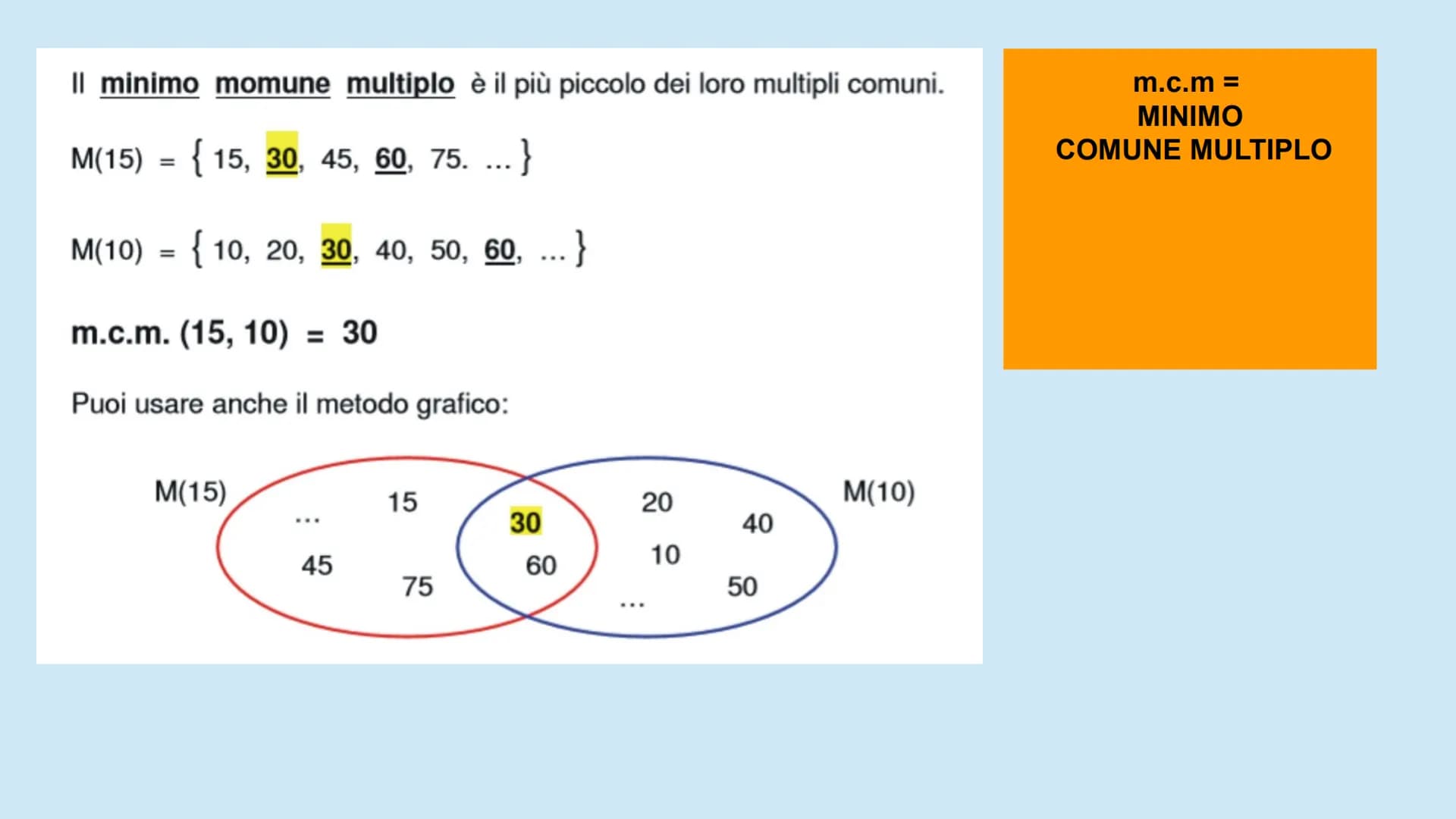 CUOLA
2
M.C.D e m.c.m
MASSIMO COMUNE DIVISORE E
MINIMO COMUNE MULTIPLO Il Massimo Comune Divisore tra numeri è il più grande dei loro diviso