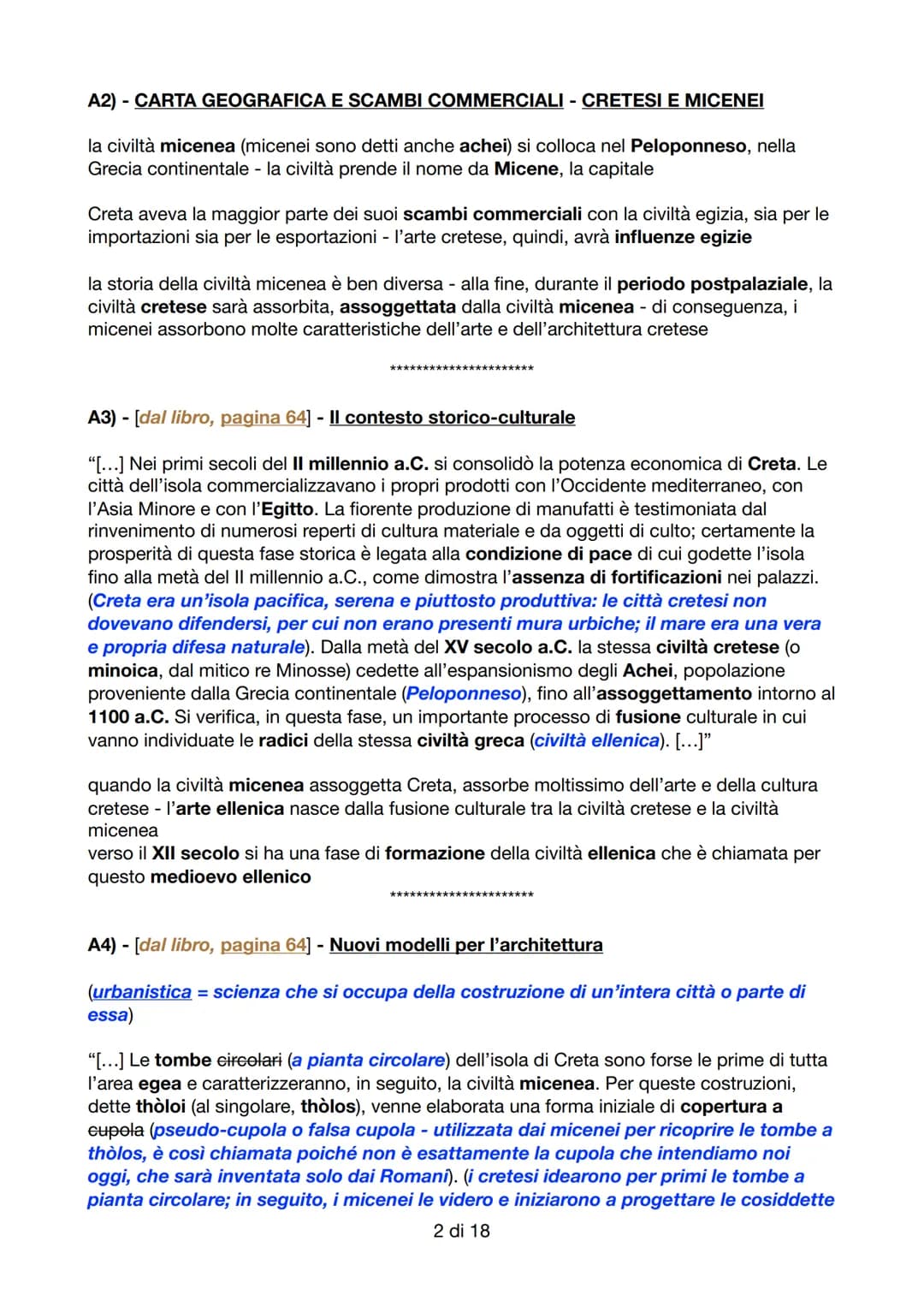 ARTE DEL MEDITERRANEO ORIENTALE
(dal libro, pagina 64)
A) - LA CIVILTÀ CRETESE
●
si sviluppa sull'isola di Creta; la civiltà è detta anche m