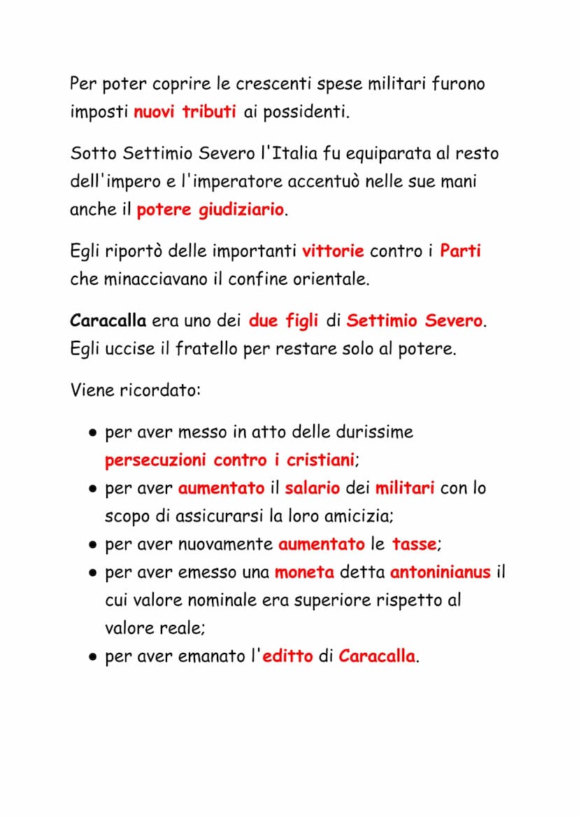 Dinastia dei Severi
Dopo Commodo, a guidare l'impero romano fu la
dinastia dei Severi.
Gli imperatori romani appartennero alla dinastia dei
