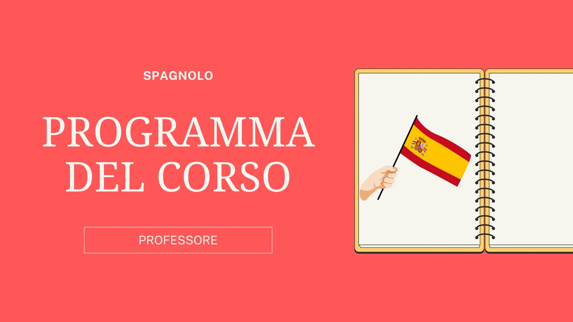 SPAGNOLO
PROGRAMMA
DEL CORSO
PROFESSORE INDICE
1
-ALFABETO.
2 -SALUTI FORMALI/INFORMALI.
3 -GIORNI DELLA SETTIMANA.
3.1 -MESI DELL'ANNO.
4 -