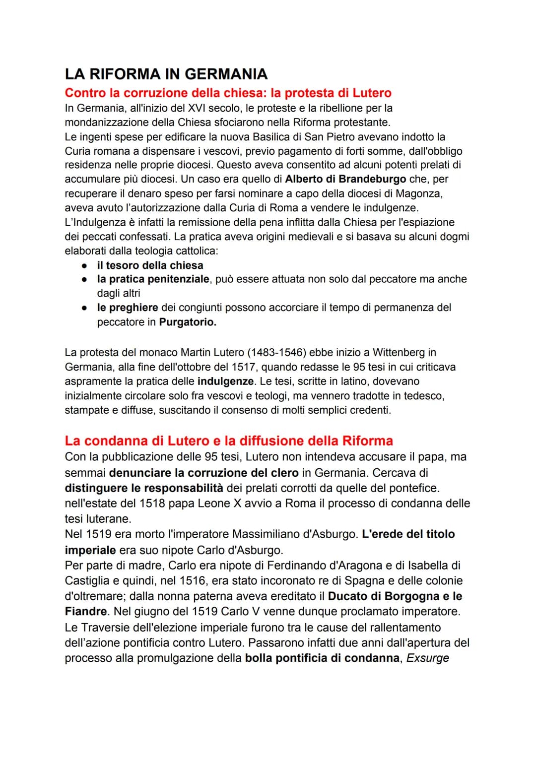 LA RIFORMA IN GERMANIA
Contro la corruzione della chiesa: la protesta di Lutero
In Germania, all'inizio del XVI secolo, le proteste e la rib