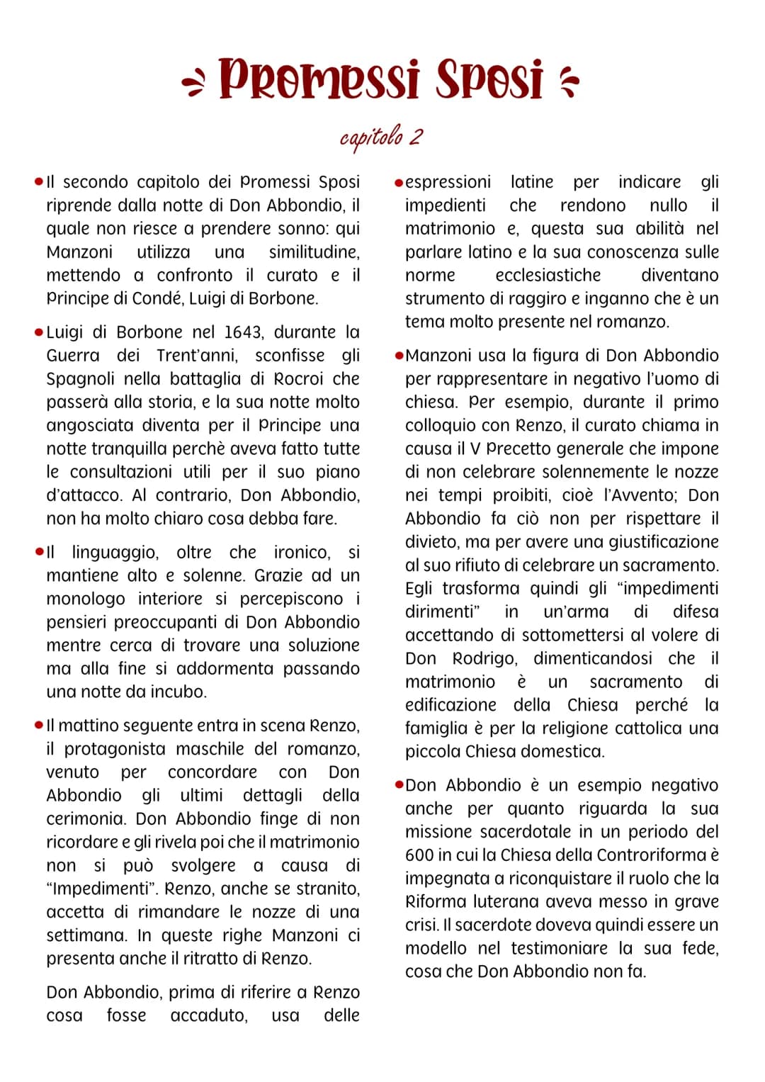 ⇒ Promessi Sposi
capitolo 2
Il secondo capitolo dei Promessi Sposi
riprende dalla notte di Don Abbondio, il
quale non riesce a prendere sonn