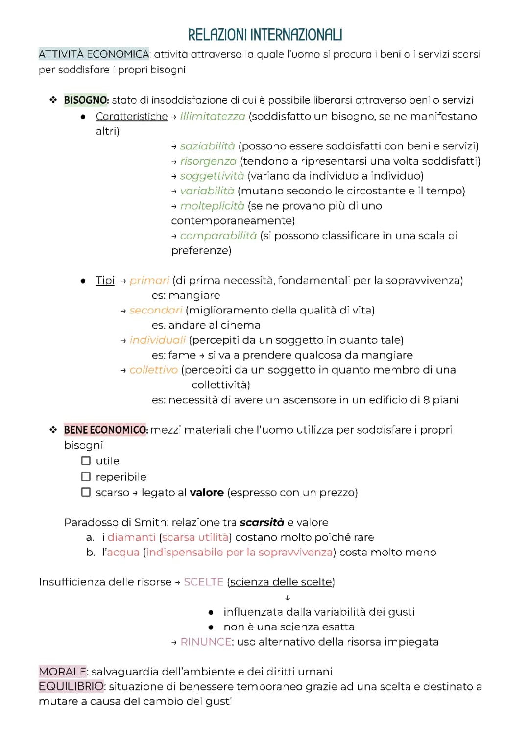 LM-52 Relazioni Internazionali e Principio Edonistico - Appunti Facili