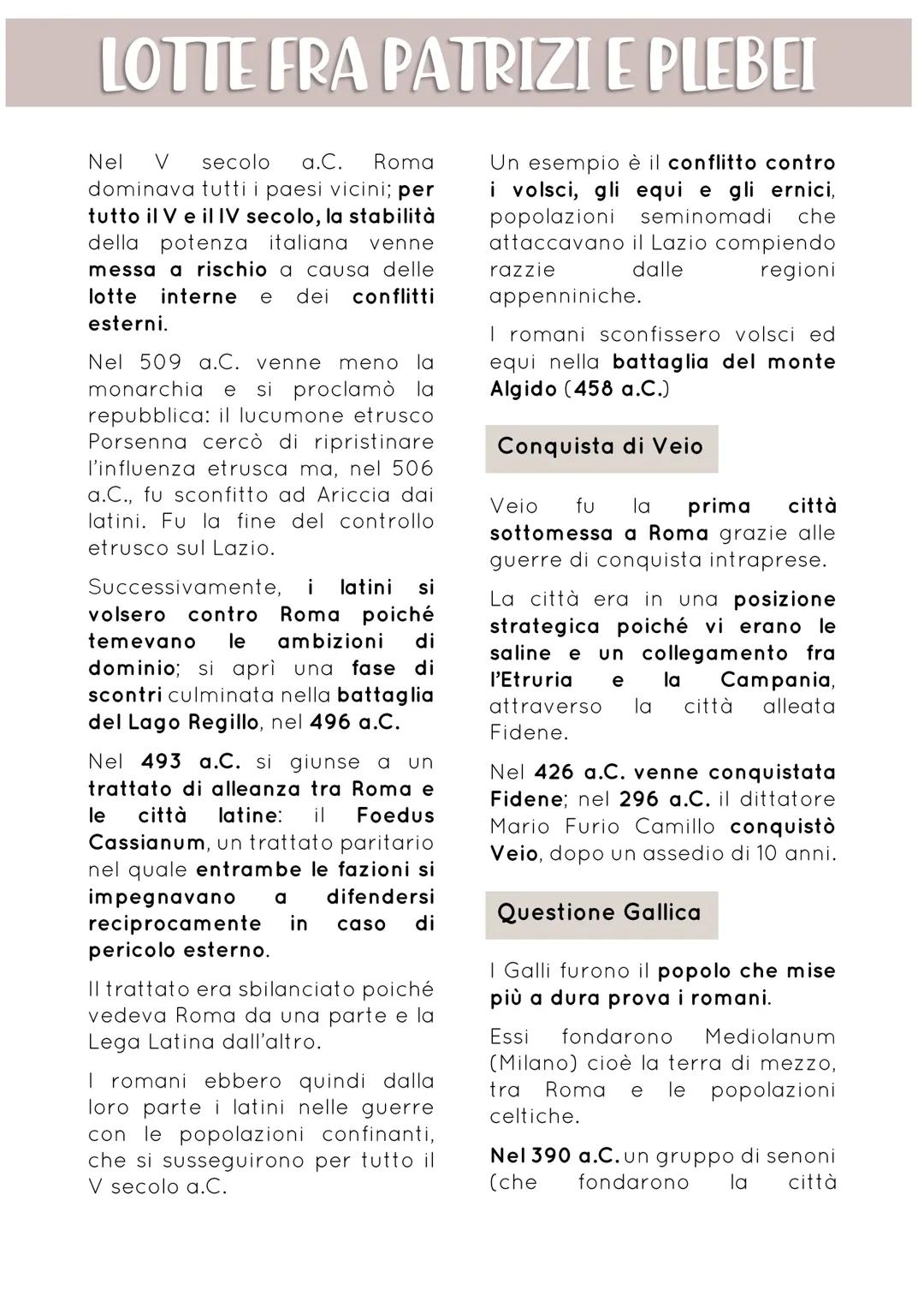 Conflitti tra Patrizi e Plebei: Riassunto