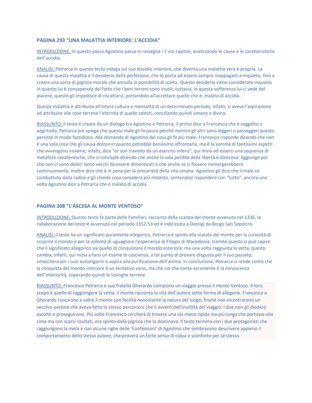 PAGINA 293 "UNA MALATTIA INTERIORE: L'ACCIDIA"
INTRODUZIONE: In questo passo Agostino passa in rassegna i 7 vizi capitali, analizzando le ca