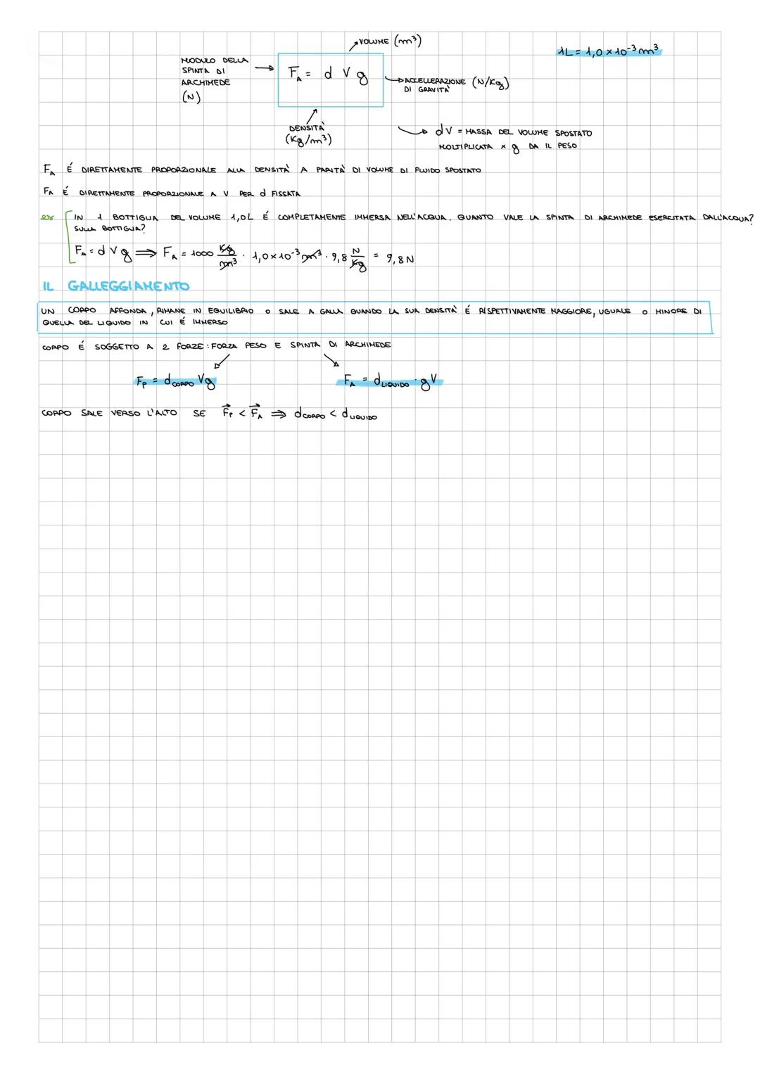 FLUIDO STATICA SI OCCUPA DELLE SITUAZIONI NELLE QUALI + FLUIDO É IN EQUILIBRIO
I UGUIDI E I GAS X FORMA E VOLUME SONO DA
LA PRESSIONE
(FORZA