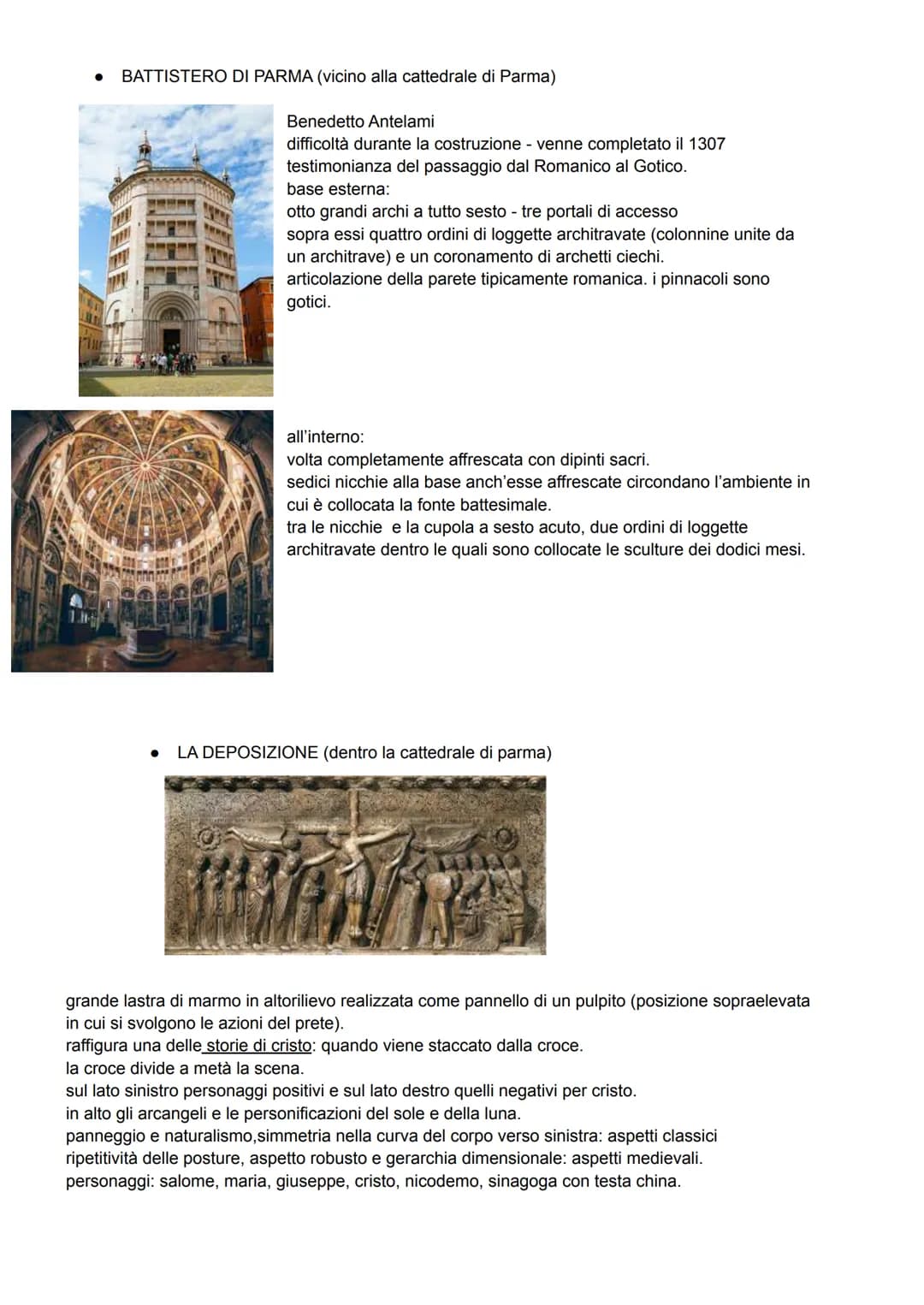 ROMANICO
ROMANICO SETTENTRIONALE
● basilica Sant'ambrogio
● cattedrale San Geminiano
• Battistero di Parma
•
Deposizione
● basilica di san m