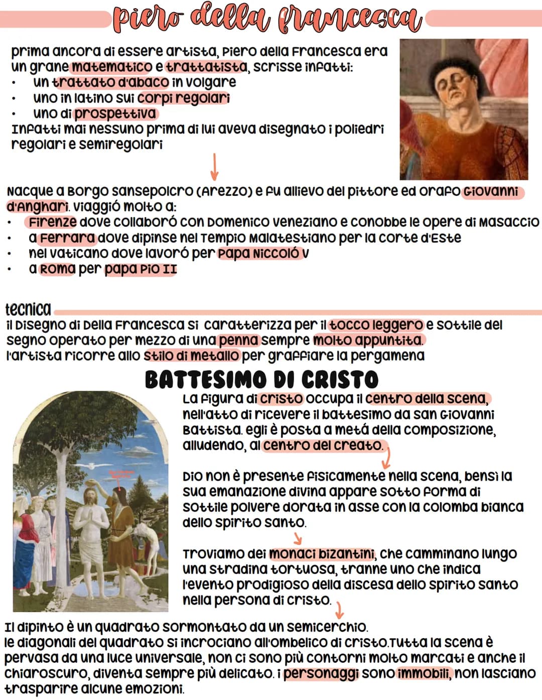 Piero della francesca
prima ancora di essere artista, Piero della Francesca era
un grane matematico e trattatista, scrisse infatti:
●
un tra