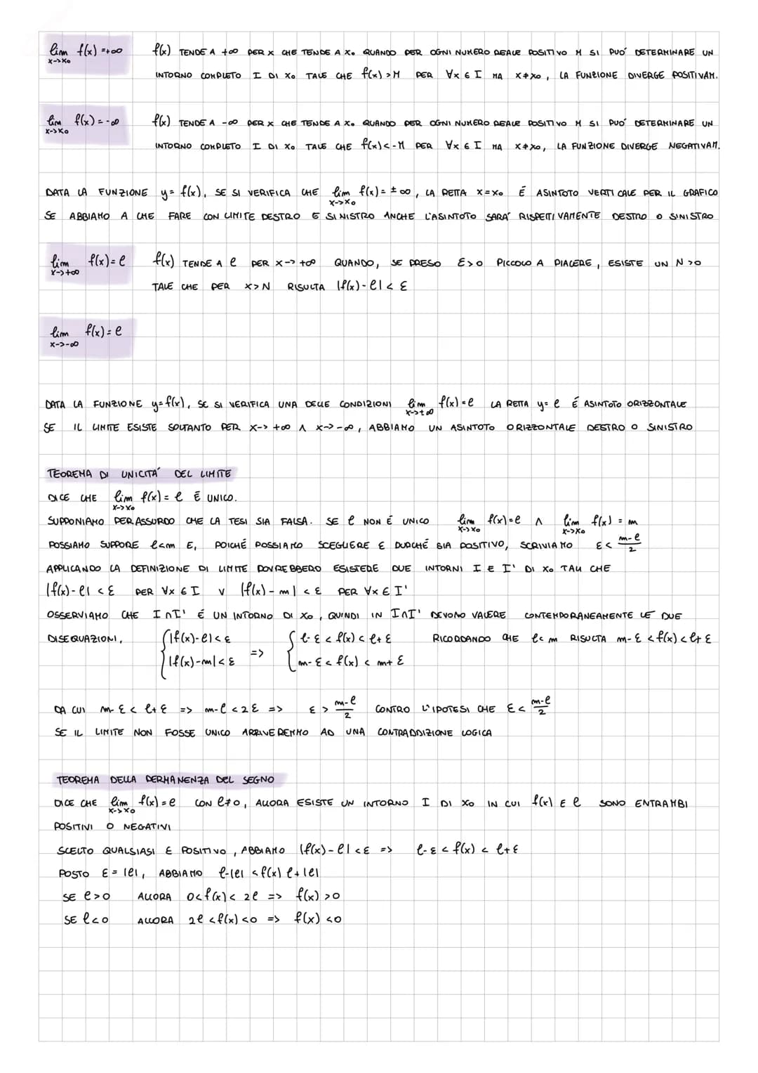 lim f(x) =+00
X->Xo
lim f(x) = -00
x-> Xo
lim f(x) = e
X-> +00
lim f(x) = e
X->-∞
DICE CHE
f(x) TENDE A +00
DISE QUAZIONI,
DATA LA FUNZIONE 