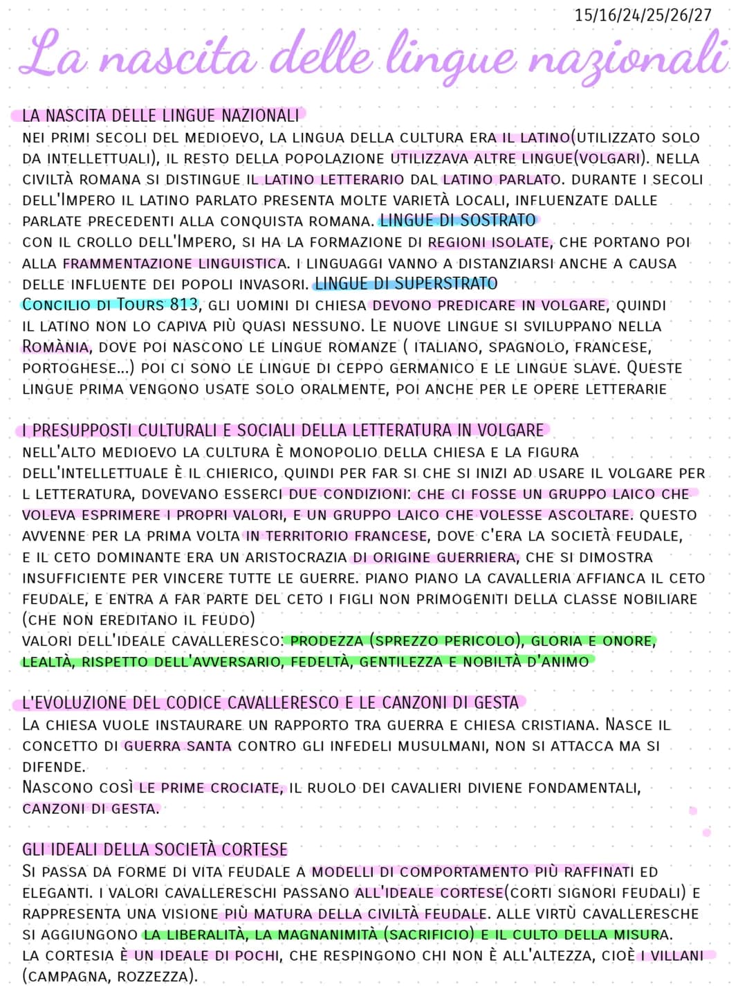 15/16/24/25/26/27
La nascita delle lingue nazionali
LA NASCITA DELLE LINGUE NAZIONALI
NEI PRIMI SECOLI DEL MEDIOEVO, LA LINGUA DELLA CULTURA