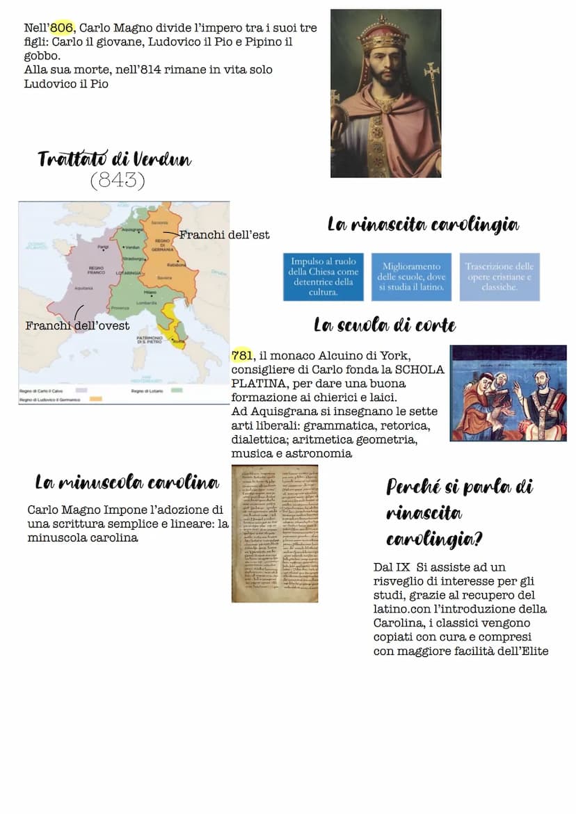 (6
L'impero di Carlo Magno
(742-814)
Figlio di Pipino III fratello di
Carlomanno.
Secondo lo storico
Eginardo:
Fonda l'impero carolingio Car