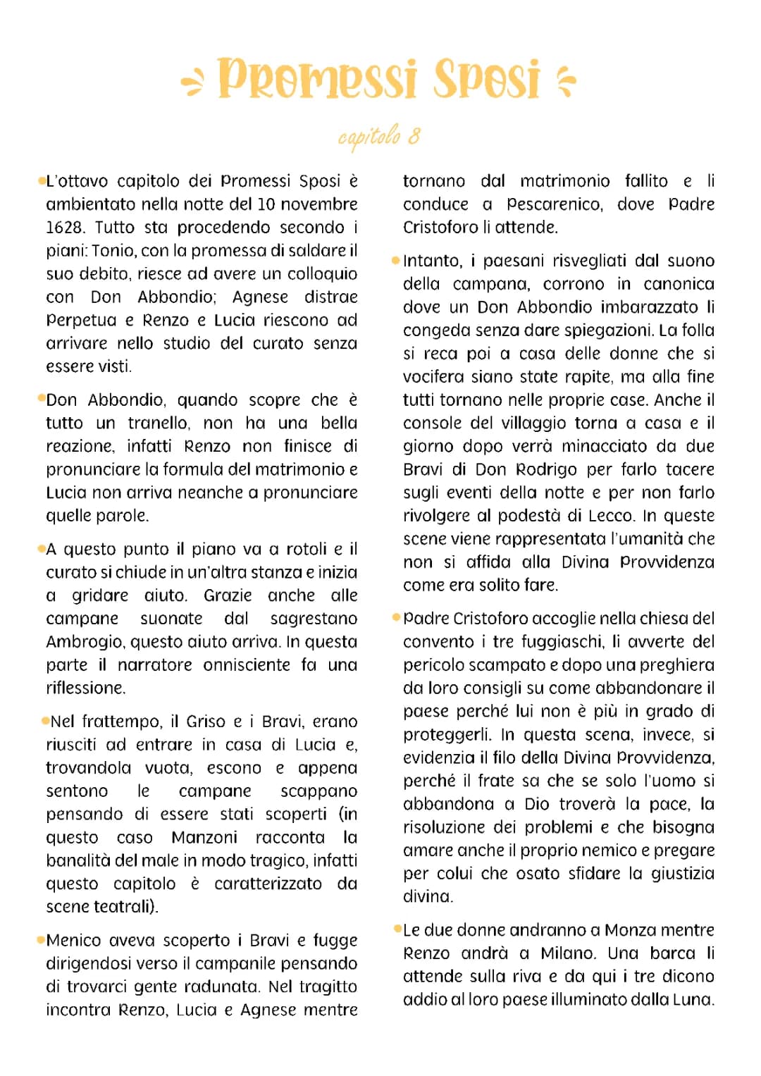 Capitolo 8 Promessi Sposi: Riassunto, Analisi e Domande