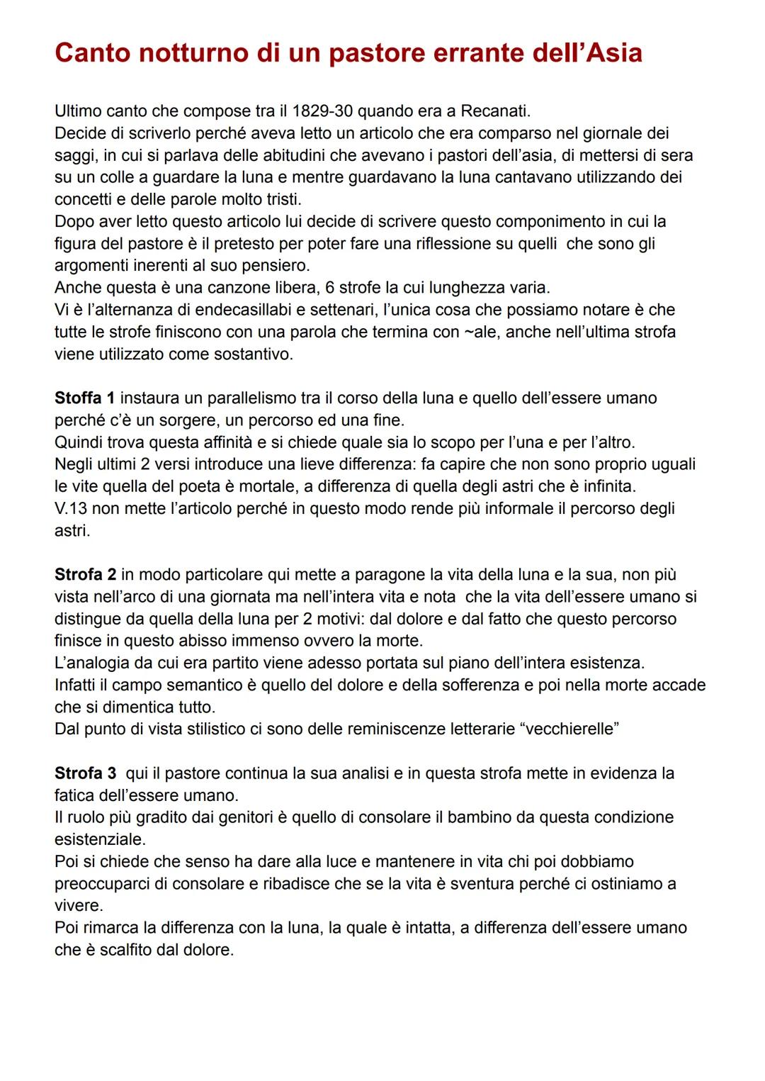 Canto notturno di un pastore errante dall’Asia di Leopardi 