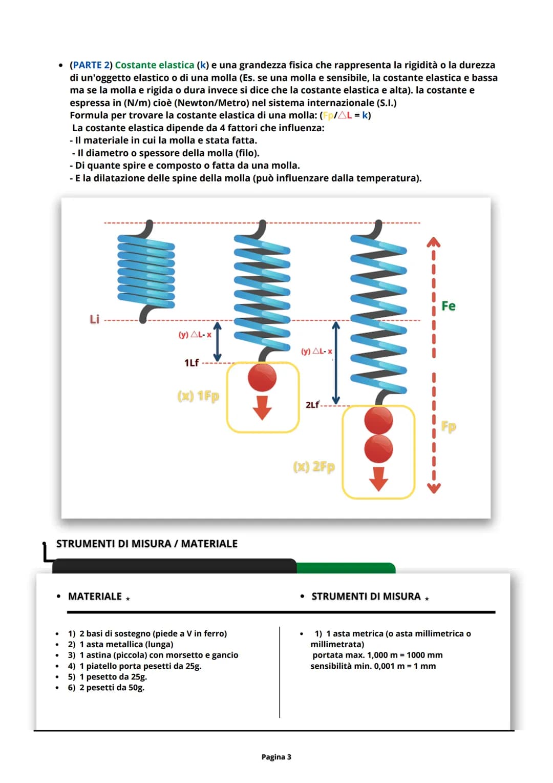 FISICA (LABORATORIO)
SCOPO
L
●
Verificare la legge di Hooke e Rappresentare in modo grafico la proporzionalità indiretta e la
reazione linea