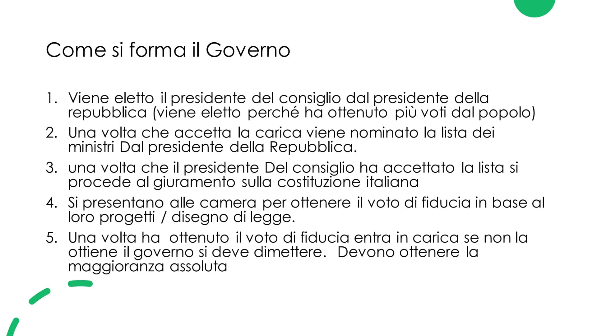 Il Governo
Musta
еее
☐ Il governo
●
Il governo è composto dal presidente del consiglio e dai Ministri
Ministri con portafoglio: ministri che