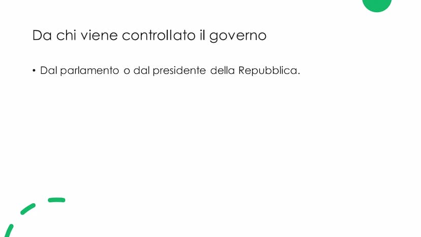 Il Governo
Musta
еее
☐ Il governo
●
Il governo è composto dal presidente del consiglio e dai Ministri
Ministri con portafoglio: ministri che