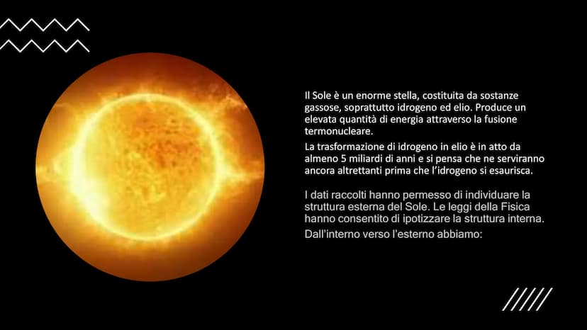 ETOS
11 Il Sole è un enorme stella, costituita da sostanze
gassose, soprattutto idrogeno ed elio. Produce un
elevata quantità di energia att