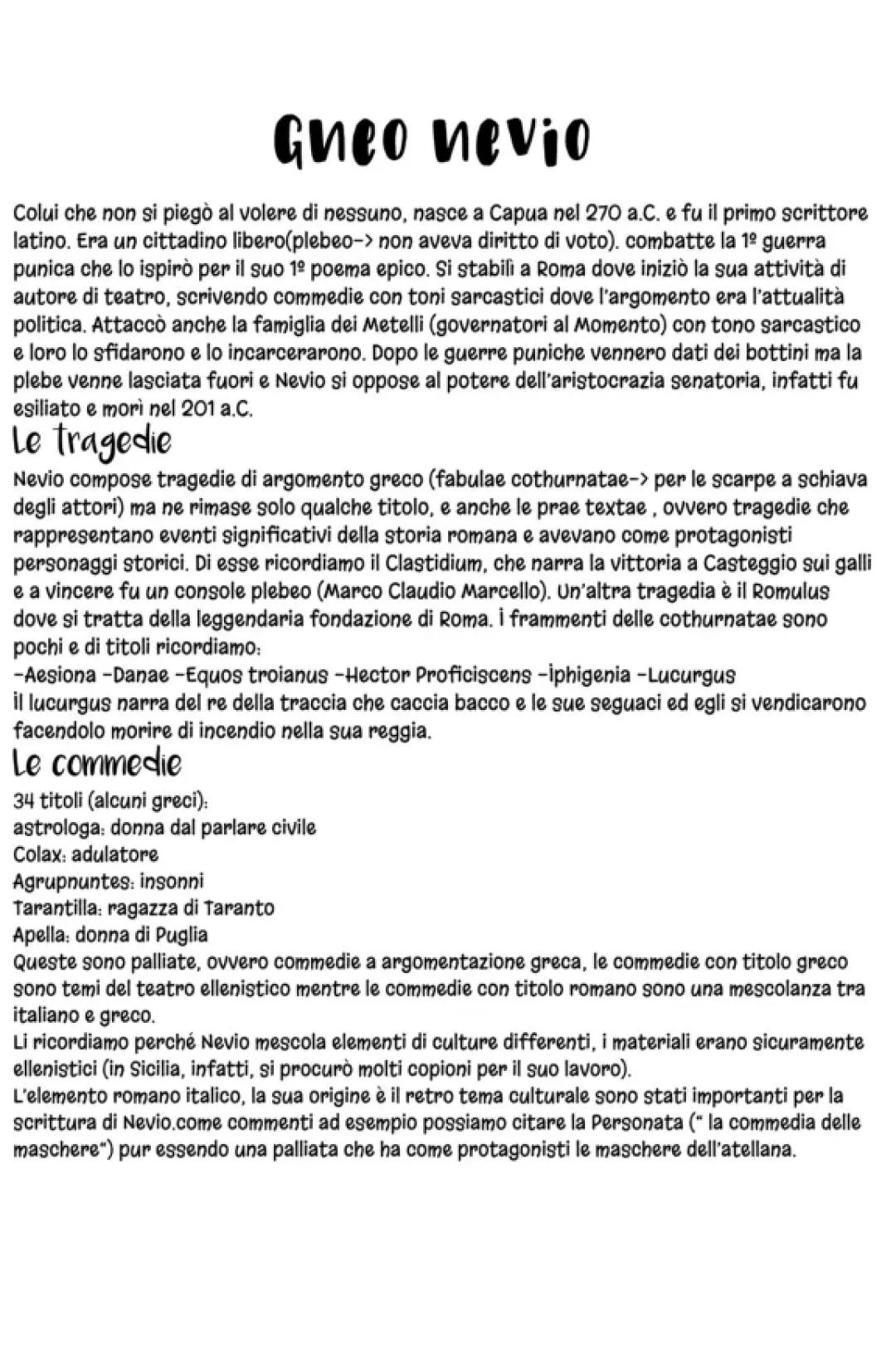 La Vita e le Opere di Gneo Nevio