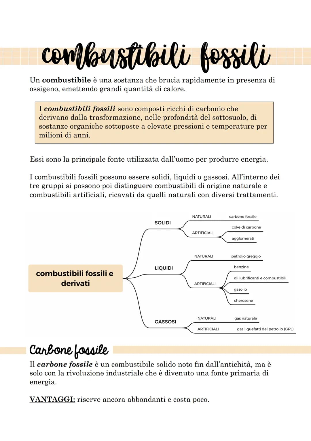 combustibili fossili
Un combustibile è una sostanza che brucia rapidamente in presenza di
ossigeno, emettendo grandi quantità di calore.
I c