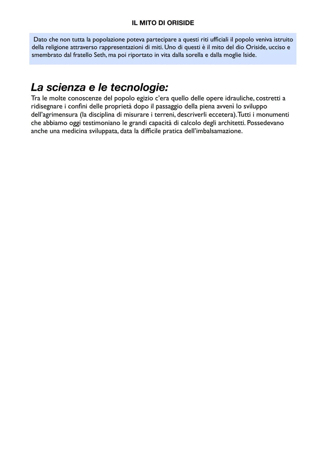 Riassunto La Civiltà Egizia: Periodi, Società e Antico Egitto Mappa
