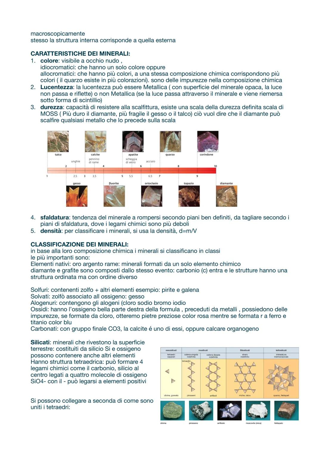 unità-
di base
I minerali sono solidi naturali cristallini (o non) con composizione chimica fissa o variabili,
generalmente inorganici ma po