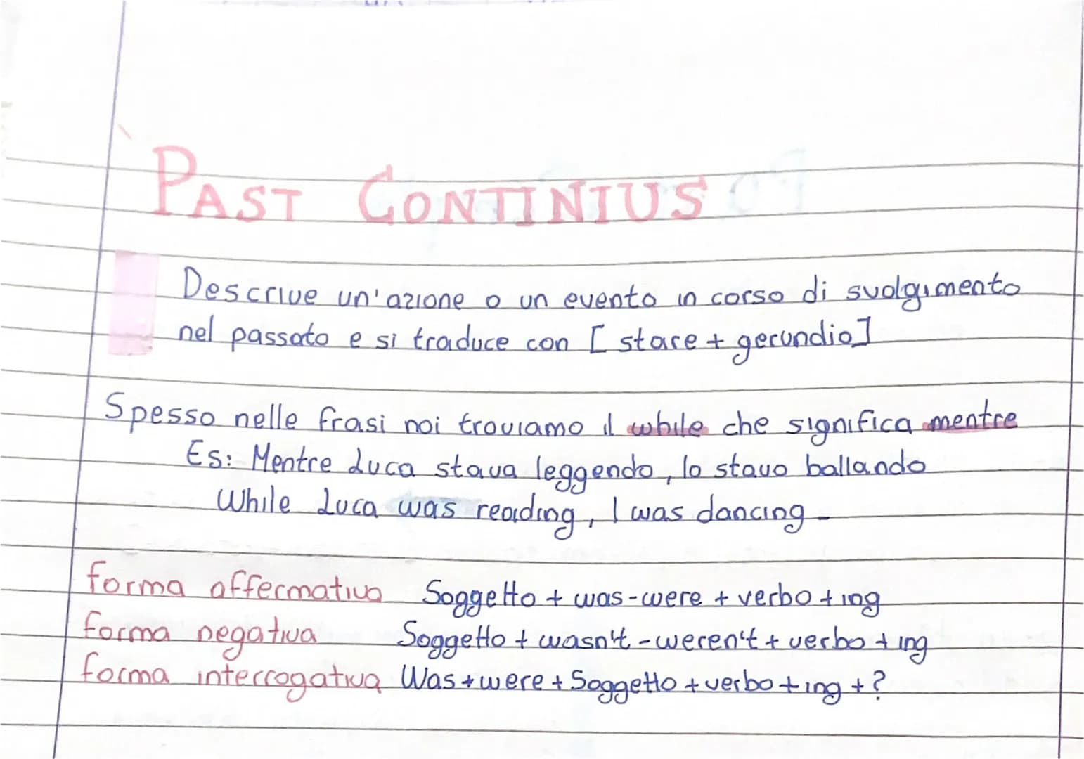 PAST CONTINIUS UT
Descrive un'azione o un evento in corso di svolgimento
nel passato e si traduce con [ stare + gerundio ]
Spesso nelle fras