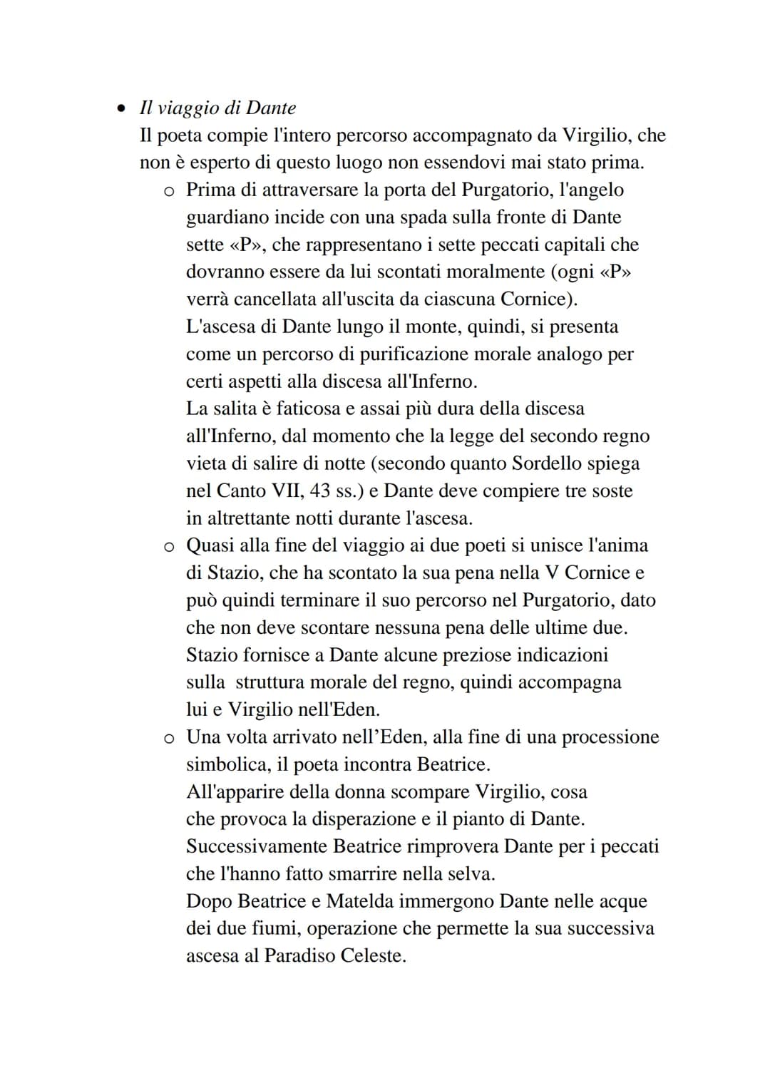 Dante - La Divina Commedia - Il Purgatorio
• Il Purgatorio è il secondo dei tre regni dell'Oltretomba cristiano
visitato da Dante nel corso 