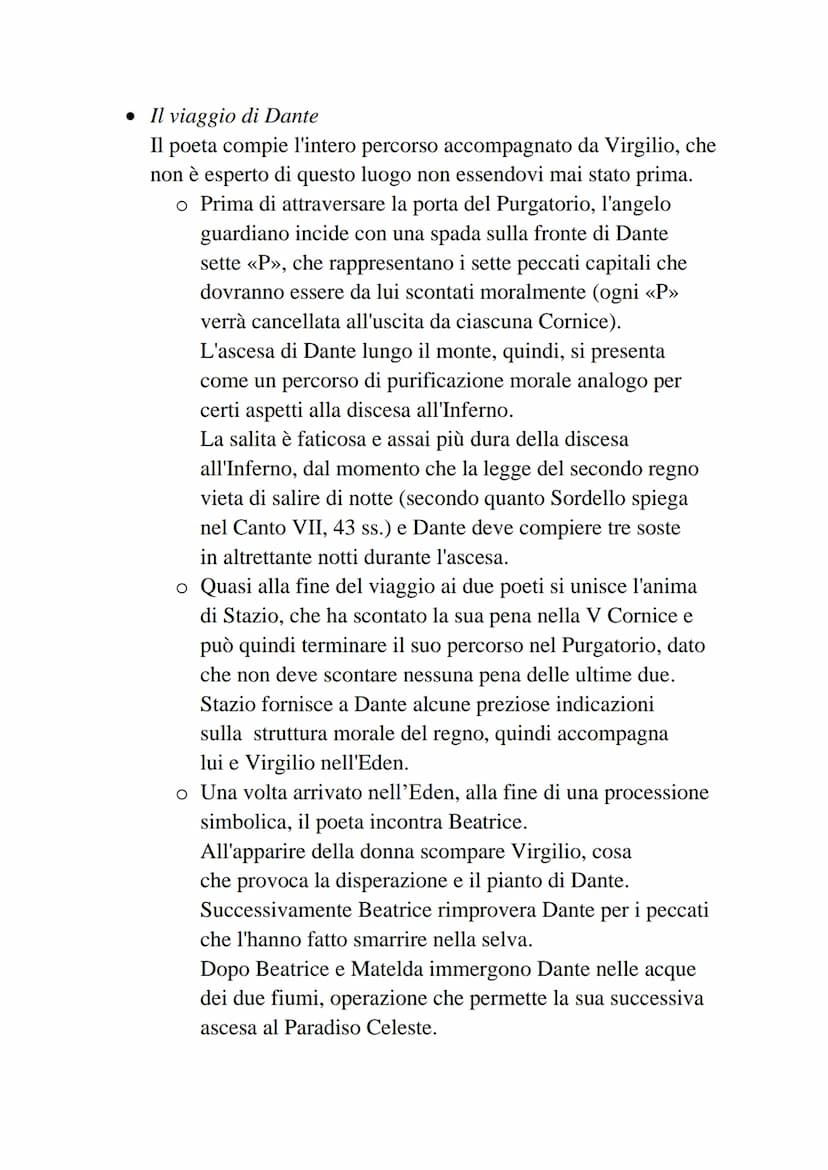 Dante - La Divina Commedia - Il Purgatorio
• Il Purgatorio è il secondo dei tre regni dell'Oltretomba cristiano
visitato da Dante nel corso 