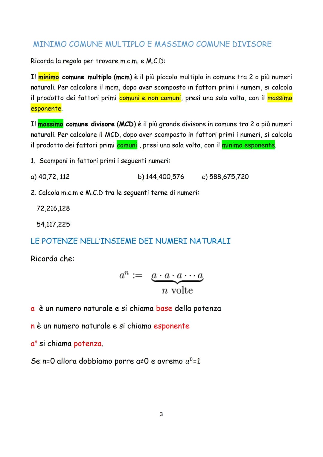 ESERCIZI DI RIPASSO DI
MATEMATICA
1 In queste pagine troverai una serie di esercizi di ripasso su
argomenti trattati nel corso dei tuoi stud