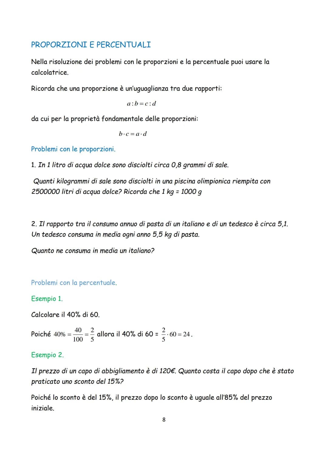 ESERCIZI DI RIPASSO DI
MATEMATICA
1 In queste pagine troverai una serie di esercizi di ripasso su
argomenti trattati nel corso dei tuoi stud
