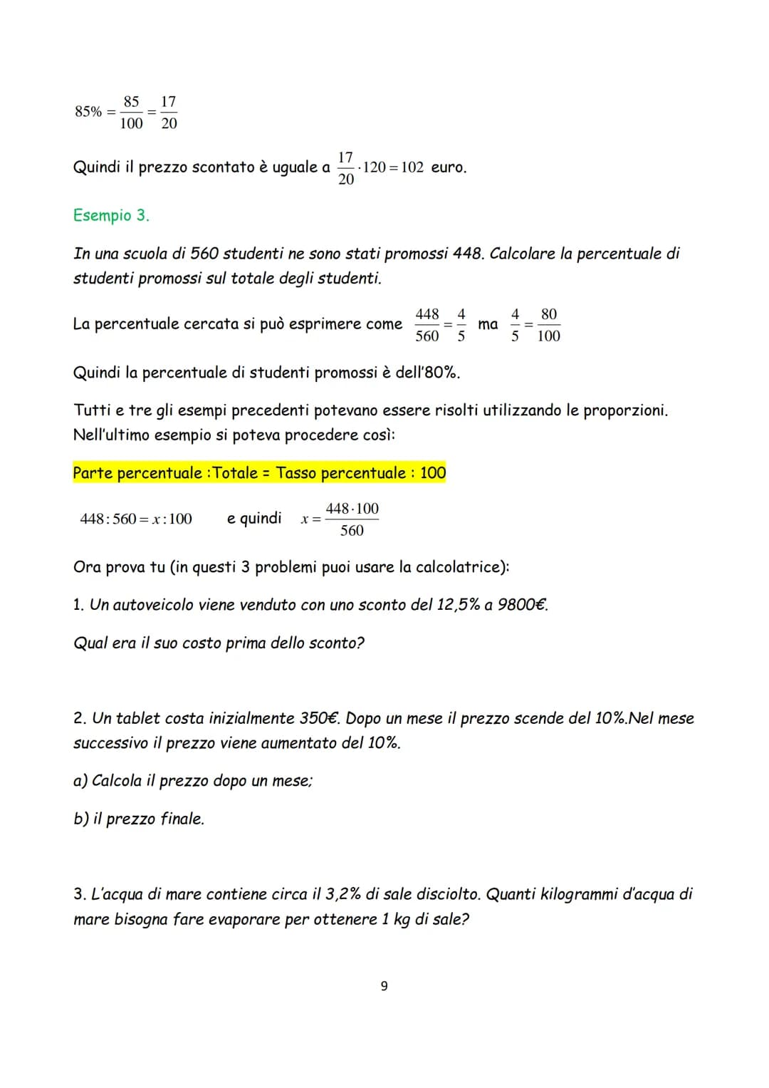 ESERCIZI DI RIPASSO DI
MATEMATICA
1 In queste pagine troverai una serie di esercizi di ripasso su
argomenti trattati nel corso dei tuoi stud