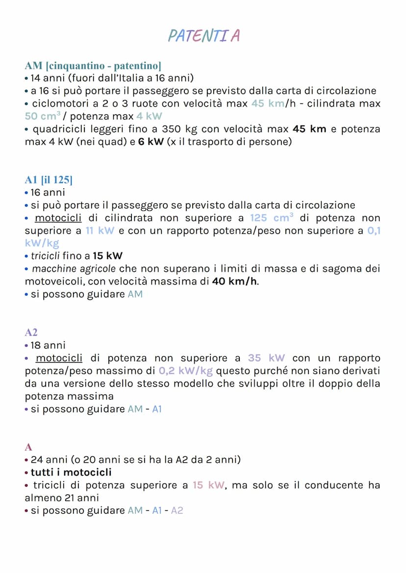 B1
• 16 anni
• potenza max 15 kW
quadricicli non leggeri fino a 400 kg (per trasporto di persone) e fino a
550 kg (per trasporto di merci) e