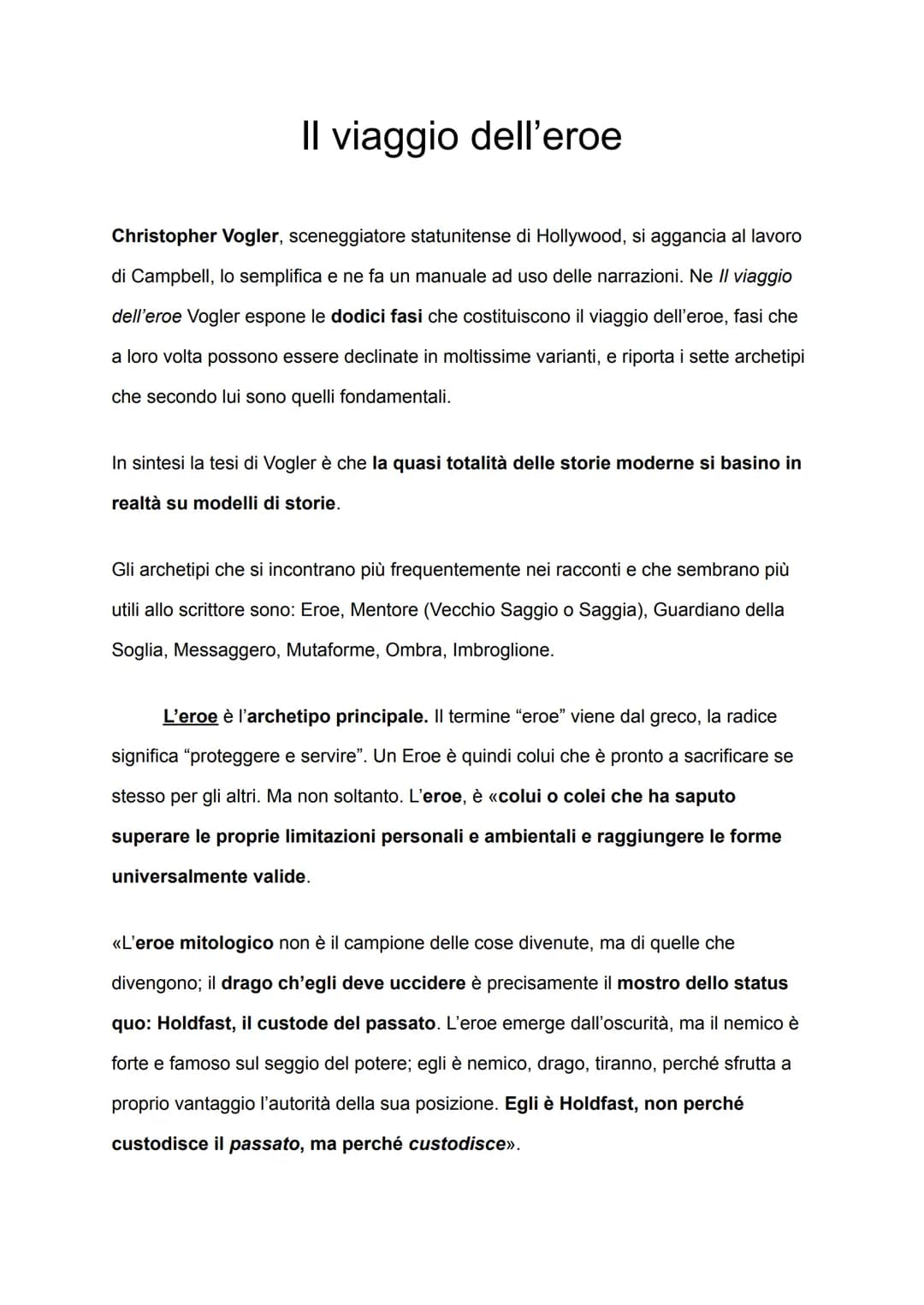 Il viaggio dell'eroe
Christopher Vogler, sceneggiatore statunitense di Hollywood, si aggancia al lavoro
di Campbell, lo semplifica e ne fa u