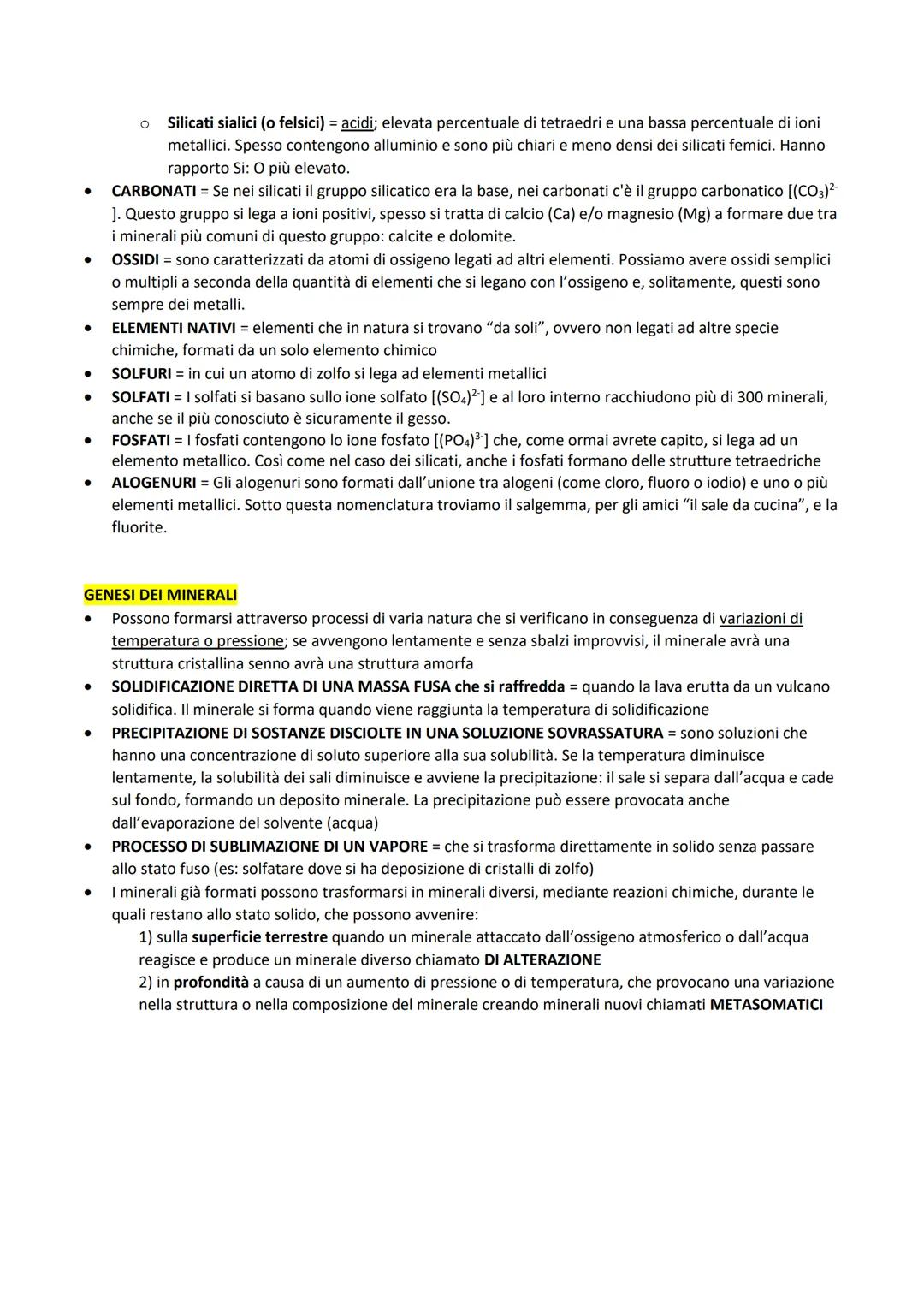 CARATTERISTICHE
Corpi inorganici naturali = formati in seguito a processi spontanei
sono solidi naturali cristallini caratterizzati elevato 