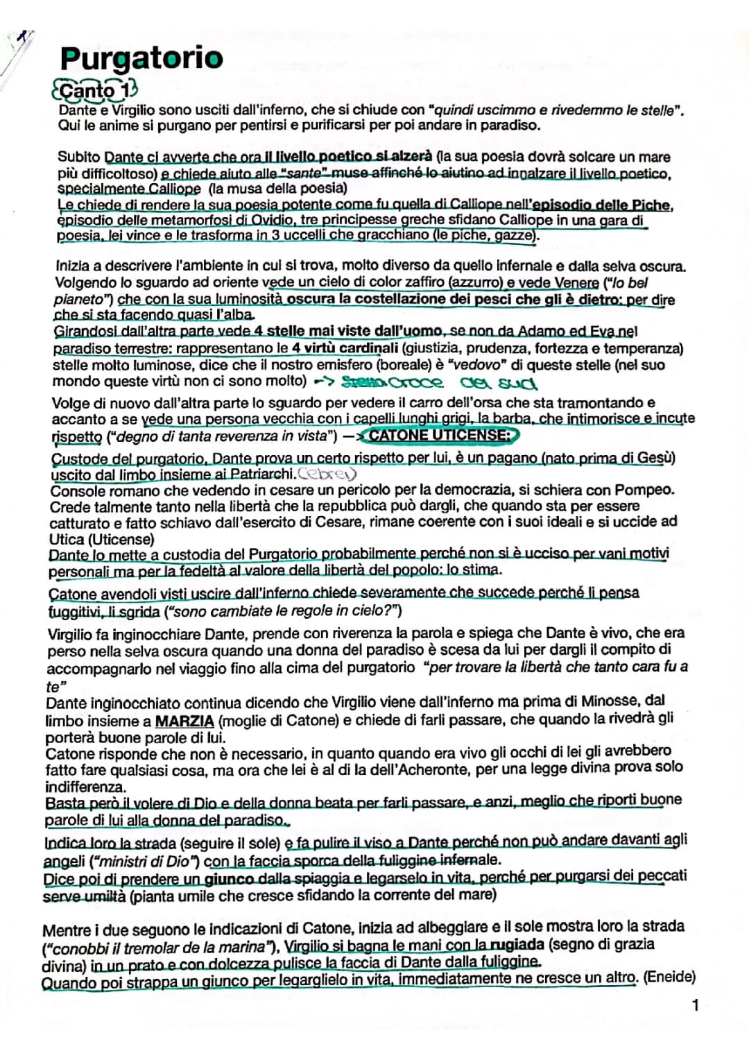 Purgatorio: analisi canti 
