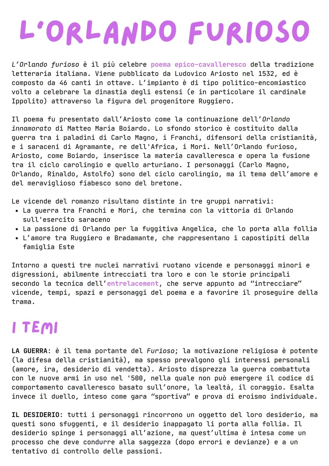 L'ORLANDO FURIOSO
L'Orlando furioso è il più celebre poema epico-cavalleresco della tradizione
letteraria italiana. Viene pubblicato da Ludo