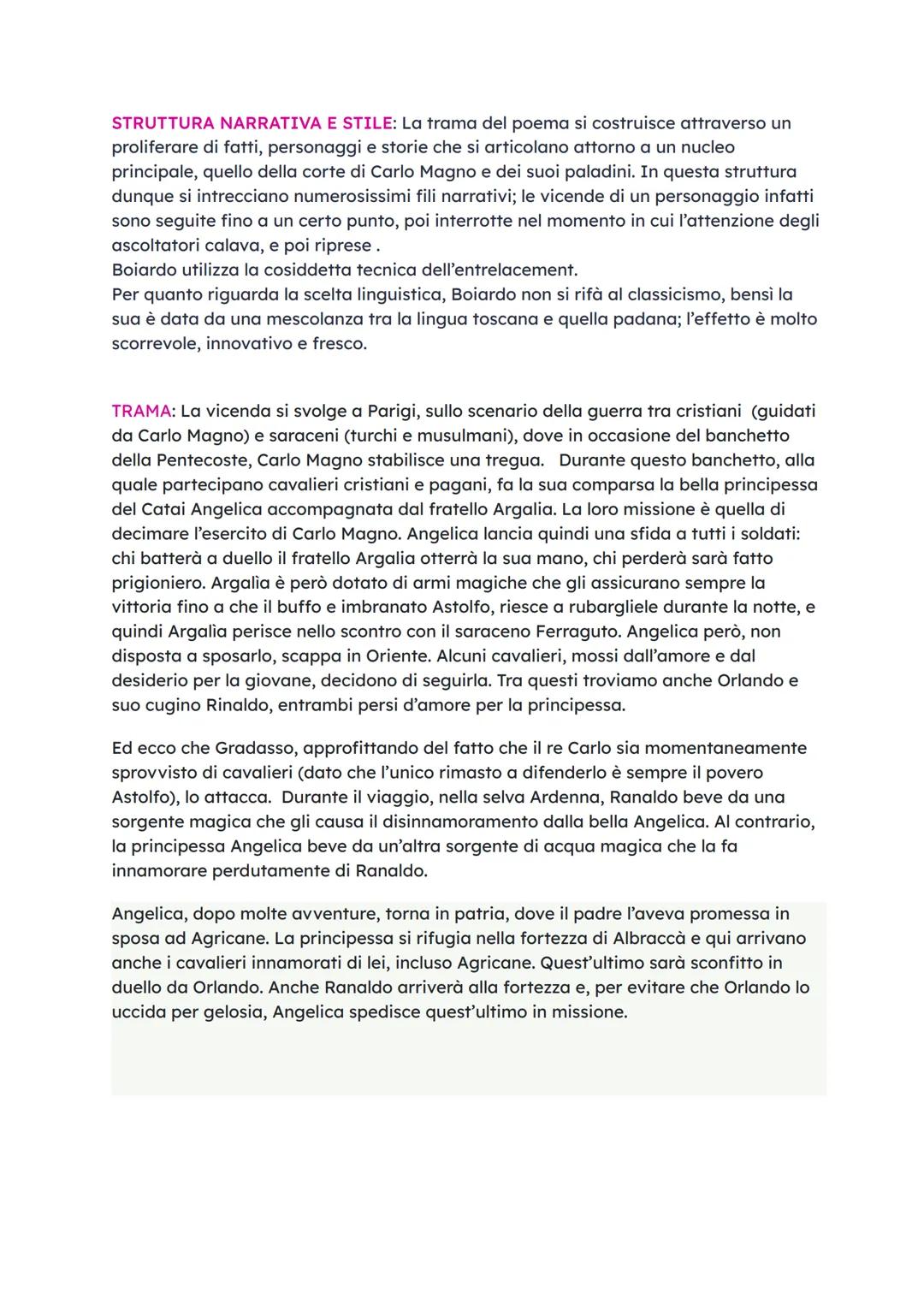 SOrlando Innamorato
Le vicende dell' Orlando innamorato vengono elaborate da Boiardo durante la sua
permanenza alla corte ferrarese degli Es