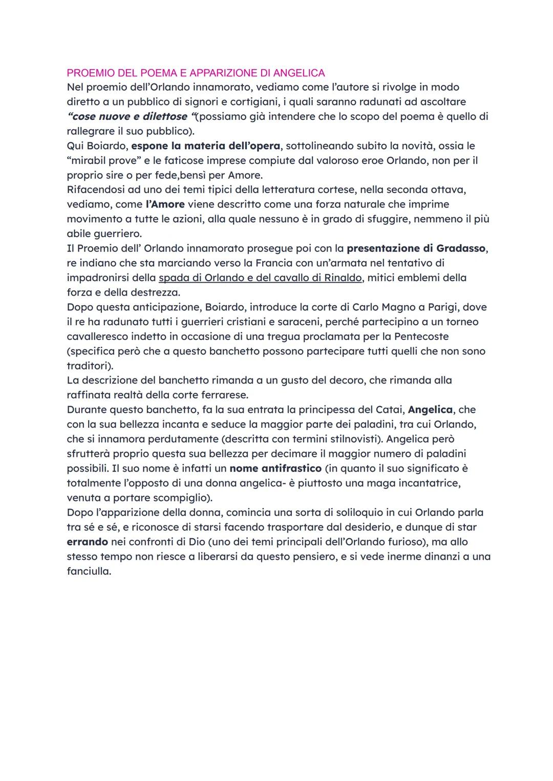 SOrlando Innamorato
Le vicende dell' Orlando innamorato vengono elaborate da Boiardo durante la sua
permanenza alla corte ferrarese degli Es