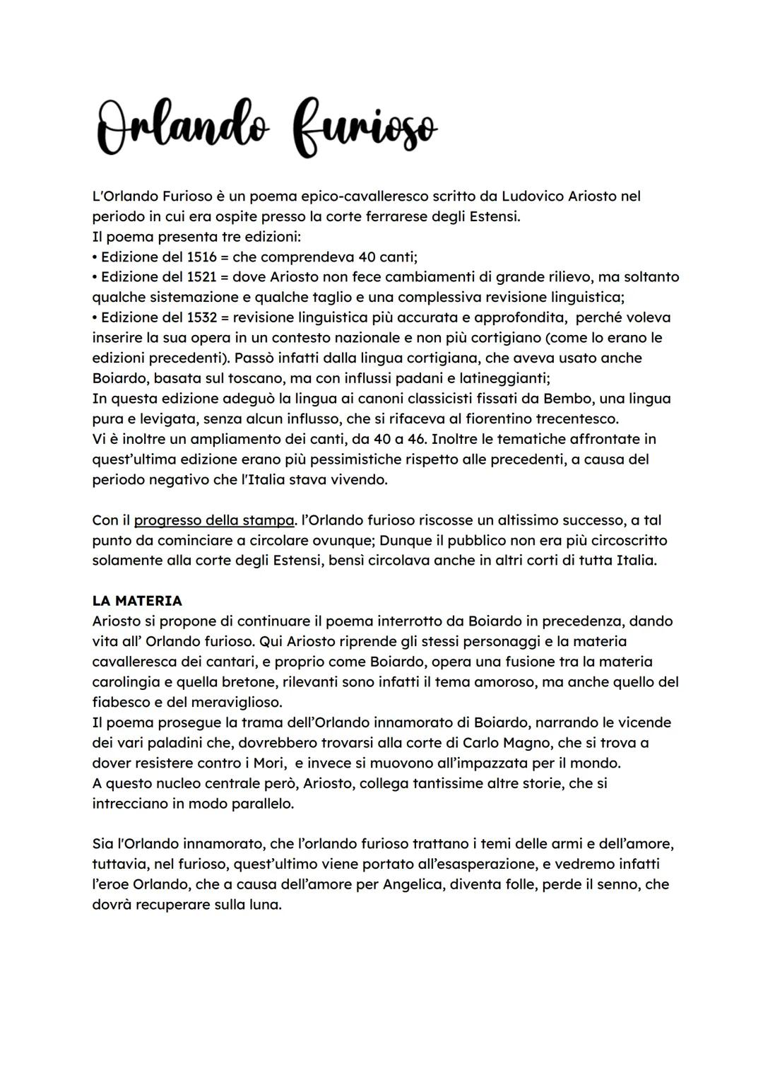 SOrlando Innamorato
Le vicende dell' Orlando innamorato vengono elaborate da Boiardo durante la sua
permanenza alla corte ferrarese degli Es