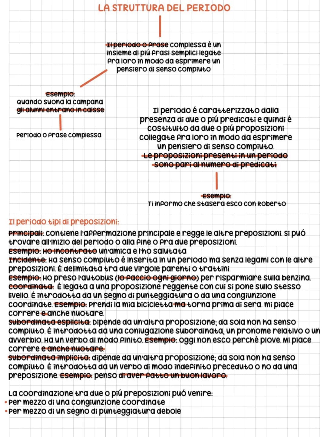 LA STRUTTURA DEL PERIODO
Esempio:
Quando suona la campana
gli alunni entrano in caisse
Periodo o frase complessa
Il periodo o prase compless