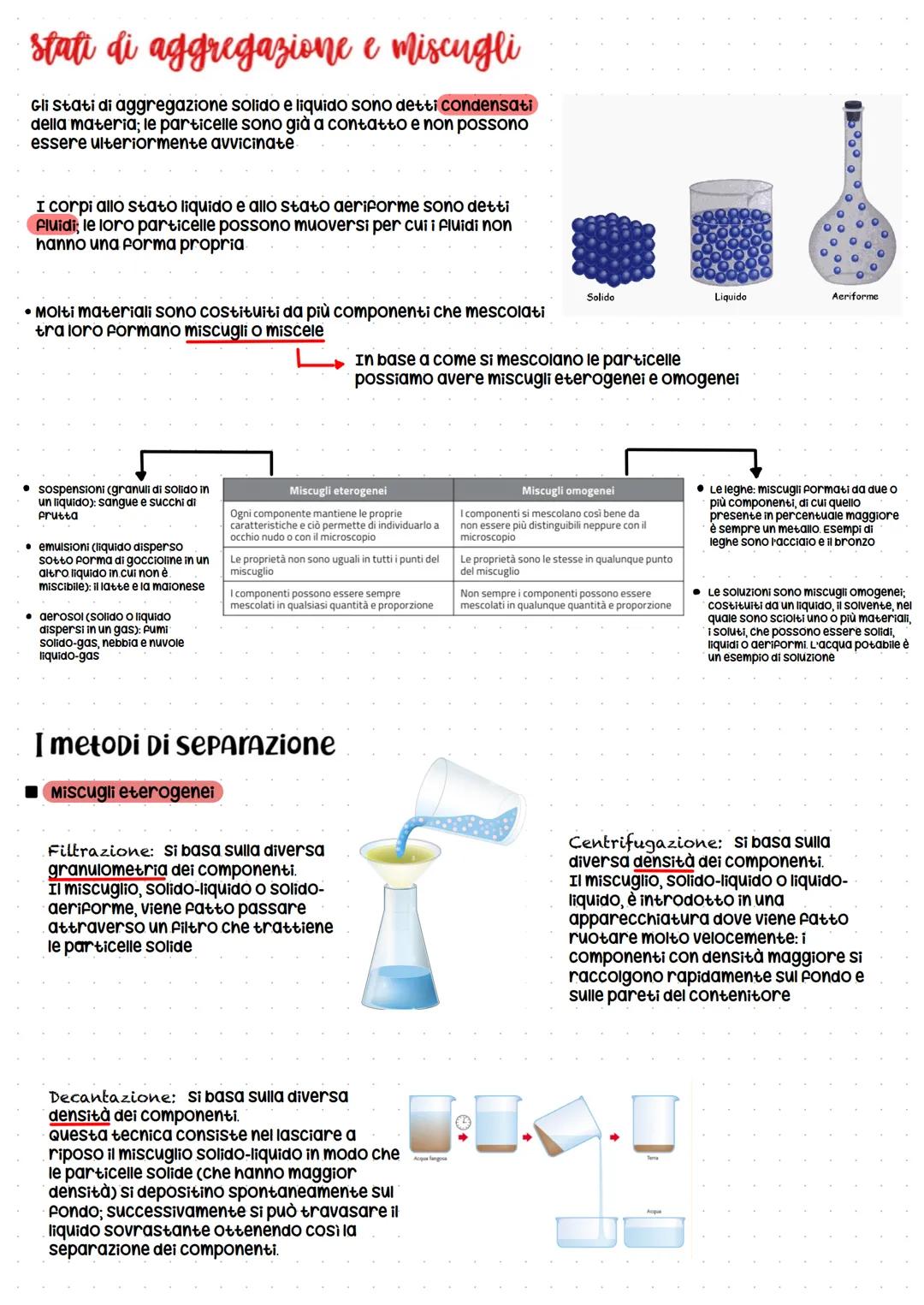 # stati di aggregazione e miscugli

Gli Stati di aggregazione solido e liquido sono detti condensati
della materia; le particelle sono già a