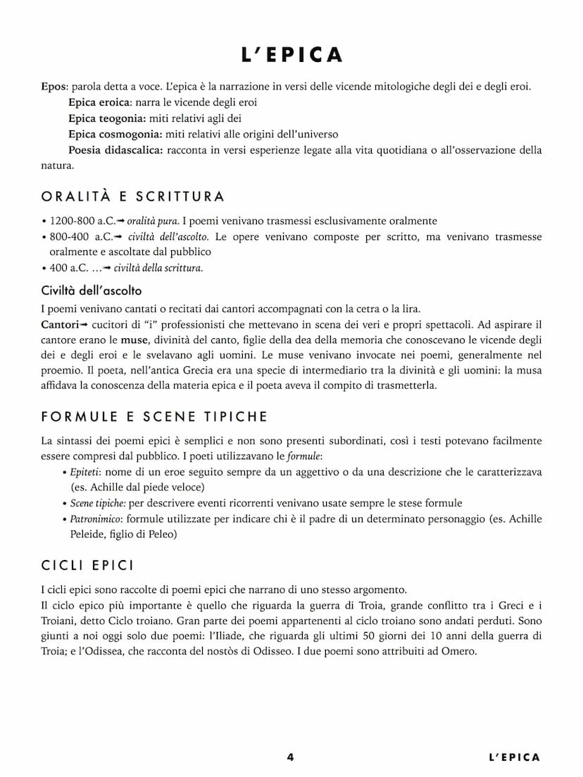 1004
EPICA
ILIADE ODISSEA ENEIDE L'epica
Oralità e scrittura.
Formule e scene tipiche
Cicli epici
Questione omerica..
Enciclopedia e poesia

