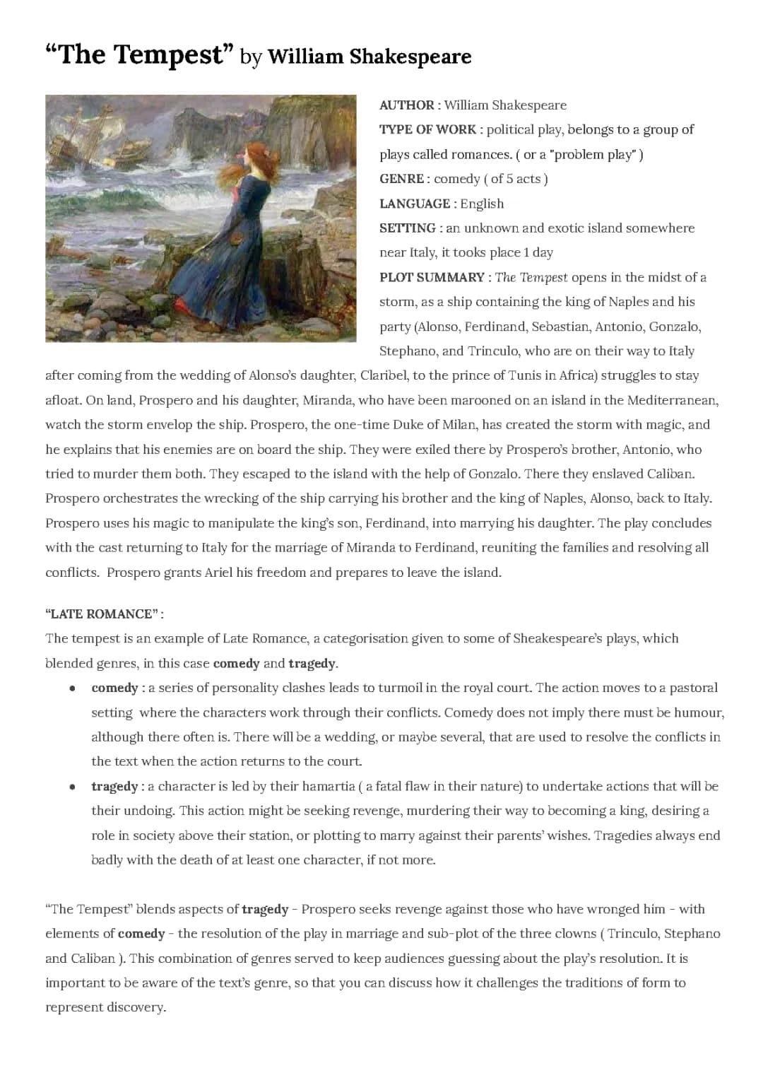 "THE TEMPEST" SHAKESPEARE 
