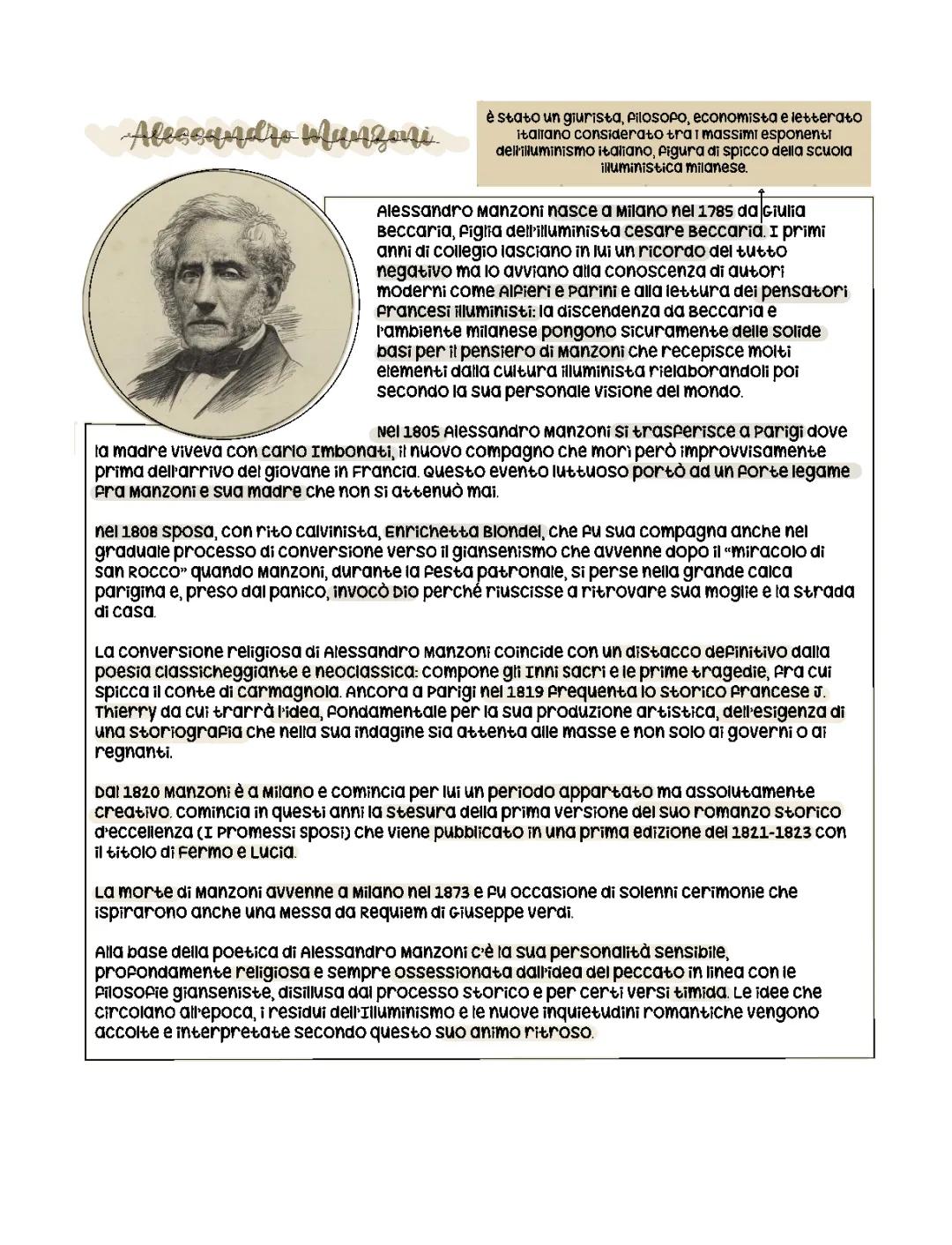 Introduzione Alessandro Manzoni e i primi cinque capitoli de “I Promessi Sposi”
